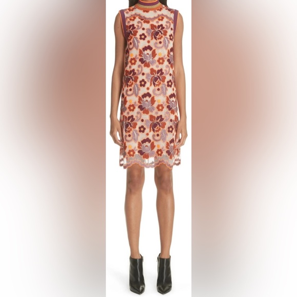 Burberry Edna Floral Crochet Sleeveless Mini Dress/Multicolor - Size 8 - Picture 5 of 15